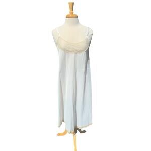 Sears 32-34 Vintage Women’s Full Slip White Lace Accents Slip Dress Cottagecore